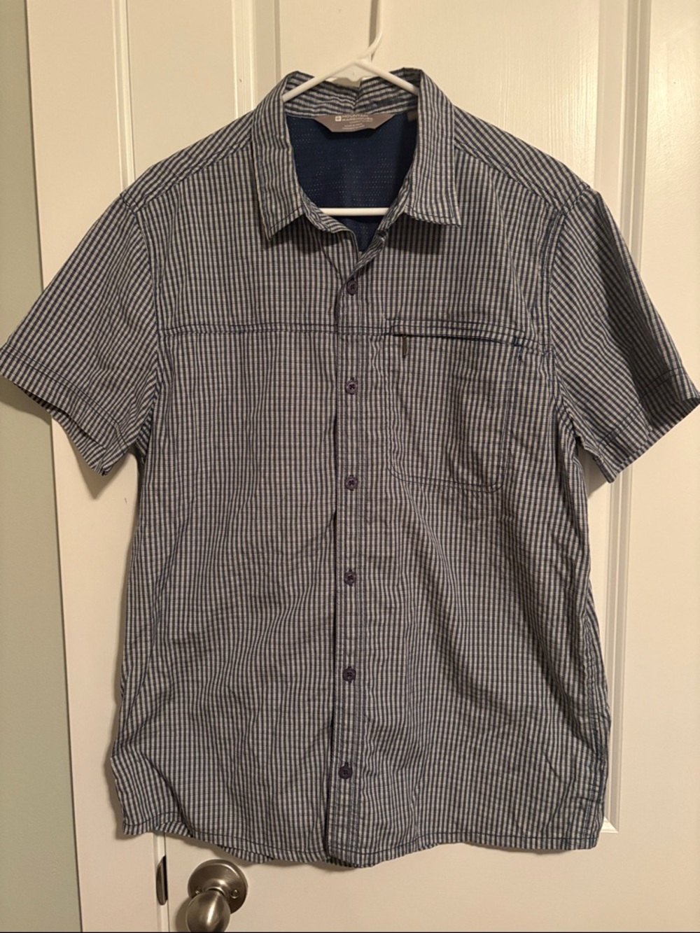 Mountain Warehouse Short-Sleeve Button-Up Shirt in Navy Check